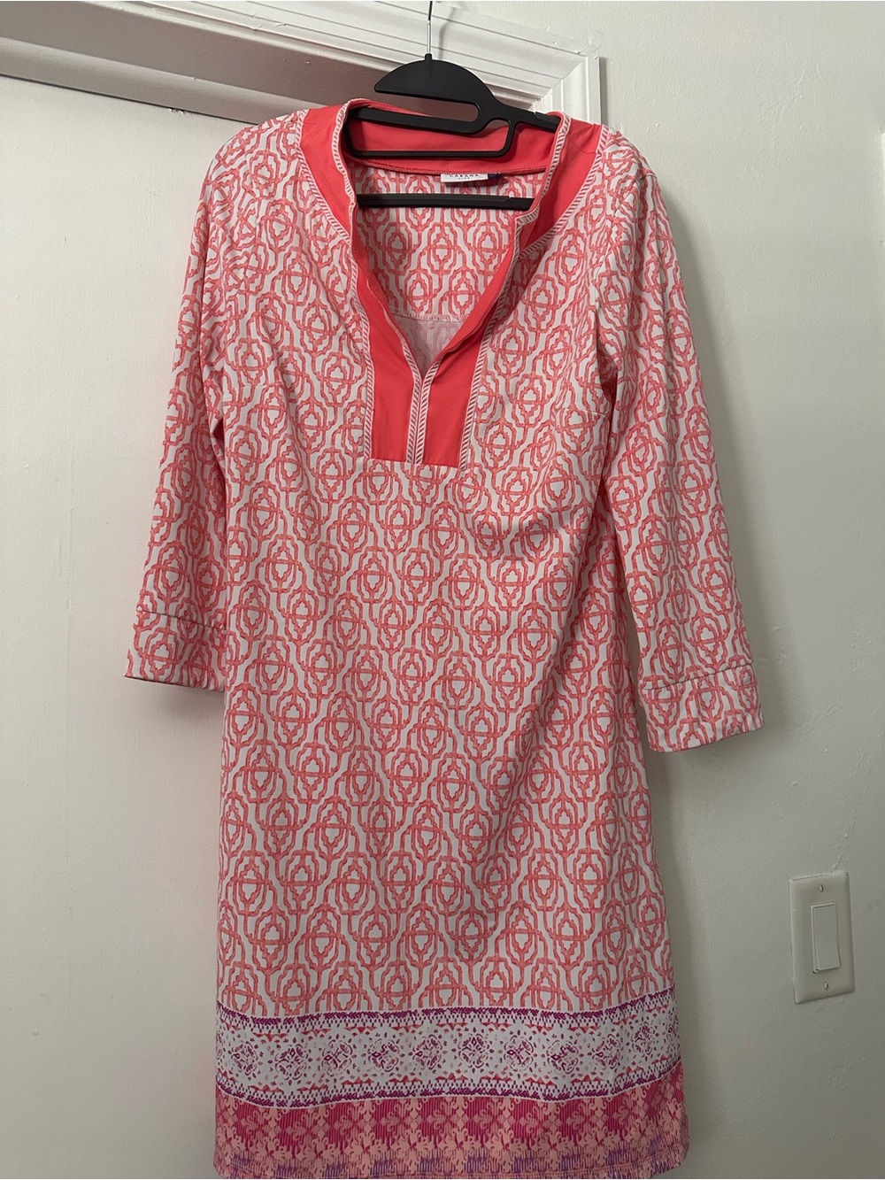 Cabana Life Coral and White Printed Tunic